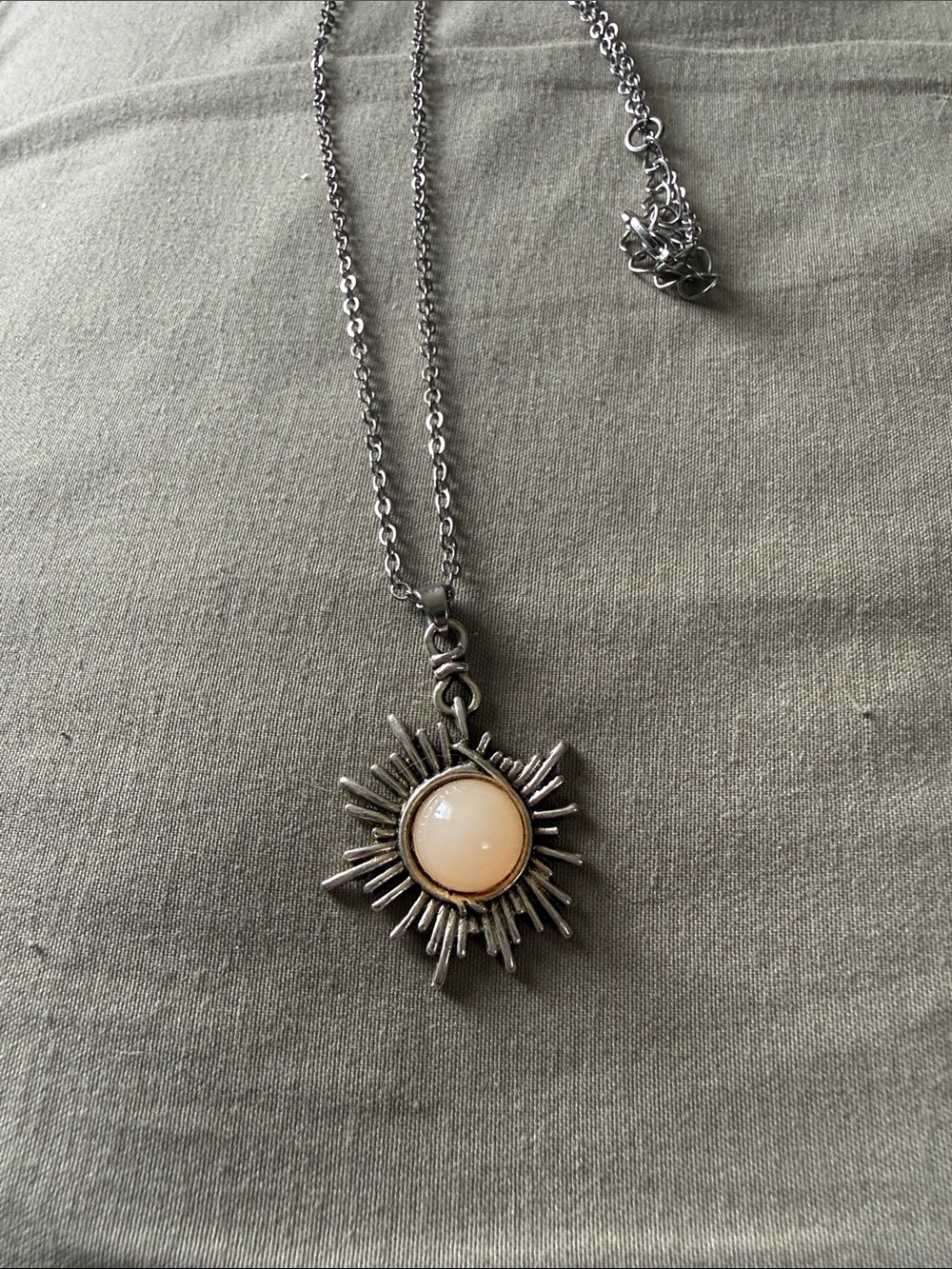 Sunburst Pendant Necklace with Cream Center
